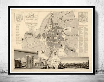 Old Map of Rennes France 1830 Vintage Map | Vintage Map Wall Art Print | Large Map Print | Home Decor Wall Art