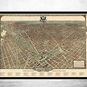 Old Map of Washington Capitol 1923 Vintage Map  | Vintage Map Wall Art Print | Large Map Print | Home Decor Wall Art