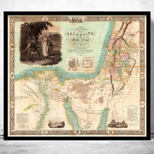 Beautiful Old Map of Palestine with part of Egypt 1835 Vintage Map | Vintage Map Wall Art Print | Large Map Print | Home Decor Wall Art