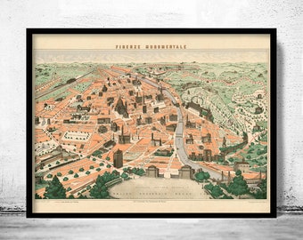 Old Map of Florence Firenze Monumentale 1910  | Vintage Poster Wall Art Print | Wall Map Print | Old Map Print