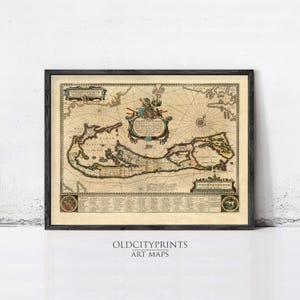 Old Map of Bermuda Islands 1662 Vintage Map | Wall Map Print