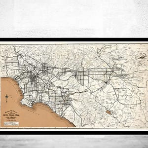 Old Map of Los Angeles 1926 Vintage Map | Vintage Map Wall Art Print | Large Map Print | Home Decor Wall Art