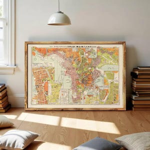Vintage Old Map of Hong Kong Kowloon 1957 China | Wall Map Print