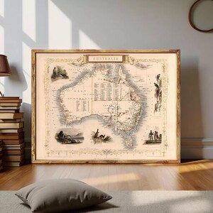 Old Map Australia 1851 Vintage Map  | Wall Map Print