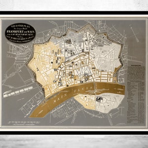 Old Map of Frankfurt Germany 1844 Vintage Map Vintage image 1