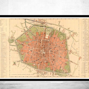 Old Map of Bologna Italy 1890 Vintage Map | Vintage Map Wall Art Print | Large Map Print | Home Decor Wall Art