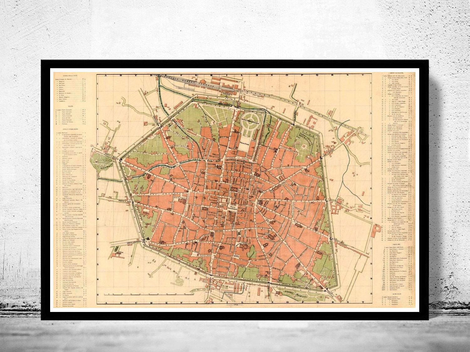 Beautiful Old Map of Bologna Italy 1890 Vintage Map | Vintage Map Wall Art Print | Large Map Print | Home Decor Wall Art
