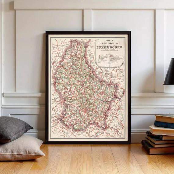 Old Map of Luxemburg Luxembourg 1929  | Wall Map Print