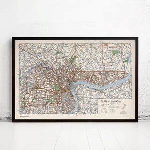Old Map of Shanghai 1945 China Vintage Map | Vintage Map Wall Art Print | Large Map Print | Home Decor Wall Art