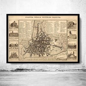 Old Map of Padua Padova Italy 1840 Vintage Map | Vintage Map Wall Art Print | Large Map Print | Home Decor Wall Art