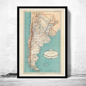 Vintage Map of Argentina 1888 Old Map of Argentina | Vintage Map Wall Art Print | Large Map Print | Home Decor Wall Art