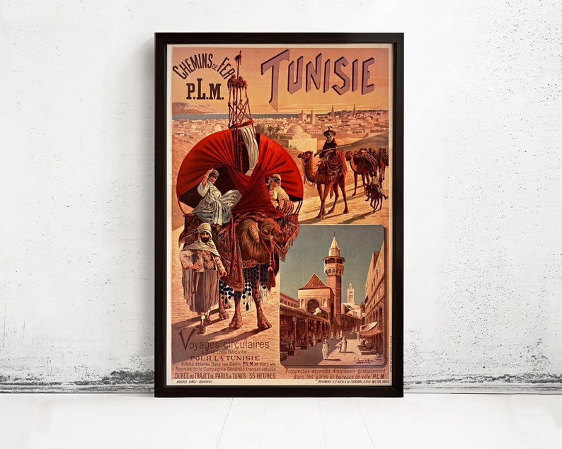 Vintage Poster of Tunisie Tunisia 1891 Tourism poster travel | Wall Map Print image 6