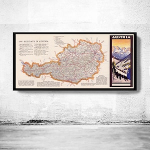 Old Map of Austria 1932 Vintage Map | Vintage Map Wall Art Print | Large Map Print | Home Decor Wall Art