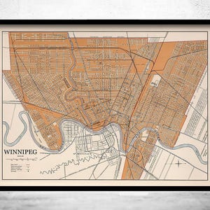 Old Map of Winnipeg Canada 1915 Vintage Map | Vintage Map Wall Art Print | Large Map Print | Home Decor Wall Art