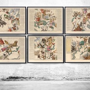 Celestial Map 1693 astrologycal map (six plates)  | Vintage Map Wall Art Print | Large Poster Print | Home Decor Wall Art