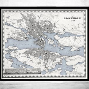 Old Map of Stockholm Sweden 1844 Vintage Map | Vintage Map Wall Art Print | Large Map Print | Home Decor Wall Art