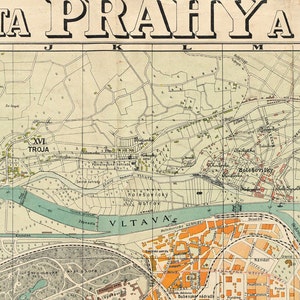 Old Map of Prague 1900 Czech Republic Vintage Map Vintage Poster Wall Art Print Wall Map Print Old Map Print zdjęcie 3