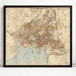 Old Map of Oslo Norway 1938 Antique Oslo Map | Vintage Map Wall Art Print | Large Map Print | Home Decor Wall Art