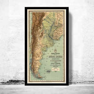 Old Map Argentina 1890 Vintage Map  | Vintage Poster Wall Art Print | Wall Map Print |  Old Map Print