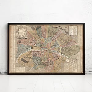 Old Map of Paris 1790 France Vintage Map | Vintage Map Wall Art Print | Large Map Print | Home Decor Wall Art