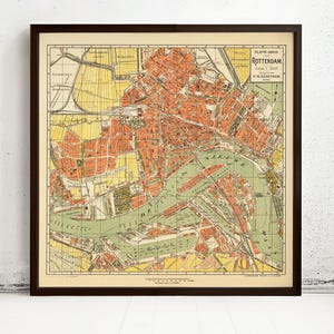 Old Map of Rotterdam The Netherlands 1911 Vintage Map | Vintage Map Wall Art Print | Large Map Print | Home Decor Wall Art