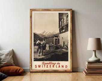 Vintage Poster of Switzerland, Travel Poster Tourism 1930-40  | Wall Map Print