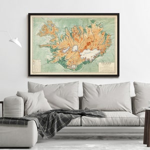 Old Map of Iceland islandia 1928 Vintage map Vintage Poster Wall Art Print Wall Map Print Old Map Print image 2