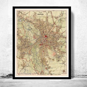 Old Map of Leipzig 1925 Germany Vintage Map of Leipzig | Vintage Map Wall Art Print | Large Map Print | Home Decor Wall Art