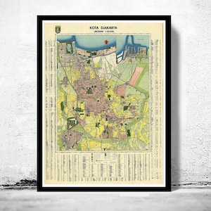 Old Map of Jakarta Batavia Indonesia Vintage Map | Vintage Map Wall Art Print | Large Map Print | Home Decor Wall Art