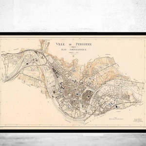Old Map of Perigueux France Old Map  | Vintage Map Wall Art Print | Large Map Print | Home Decor Wall Art