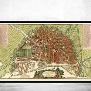 Old Map of Amsterdam Netherlands 1735 Vintage Map | Vintage Map Wall Art Print | Large Map Print | Home Decor Wall Art