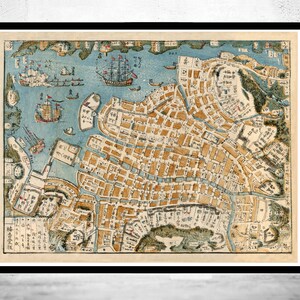 Reproduction D'une Carte Ancienne De Nagasaki (1860) - Décoration Murale Vintage Japon - Prêt à Accrocher