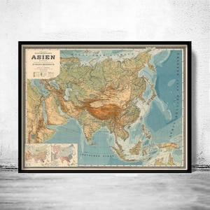 Old Map of Asia 1901, India, China & South East Asia Vintage Map | Vintage Map Wall Art Print | Large Map Print | Home Decor Wall Art