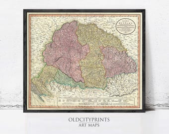 Vintage Map of Hungary 1799 | Antique Wall Art Decor Hungarian Print