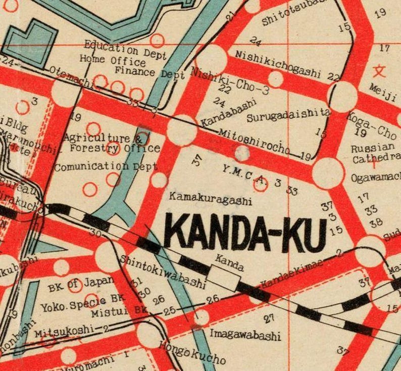Old Map of Tokyo Japan 1929 Vintage Map | Wall Map Print - Etsy Canada