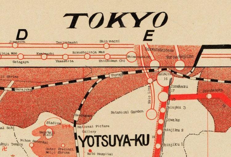 Old Map of Tokyo Japan 1929 Vintage Map | Wall Map Print - Etsy UK