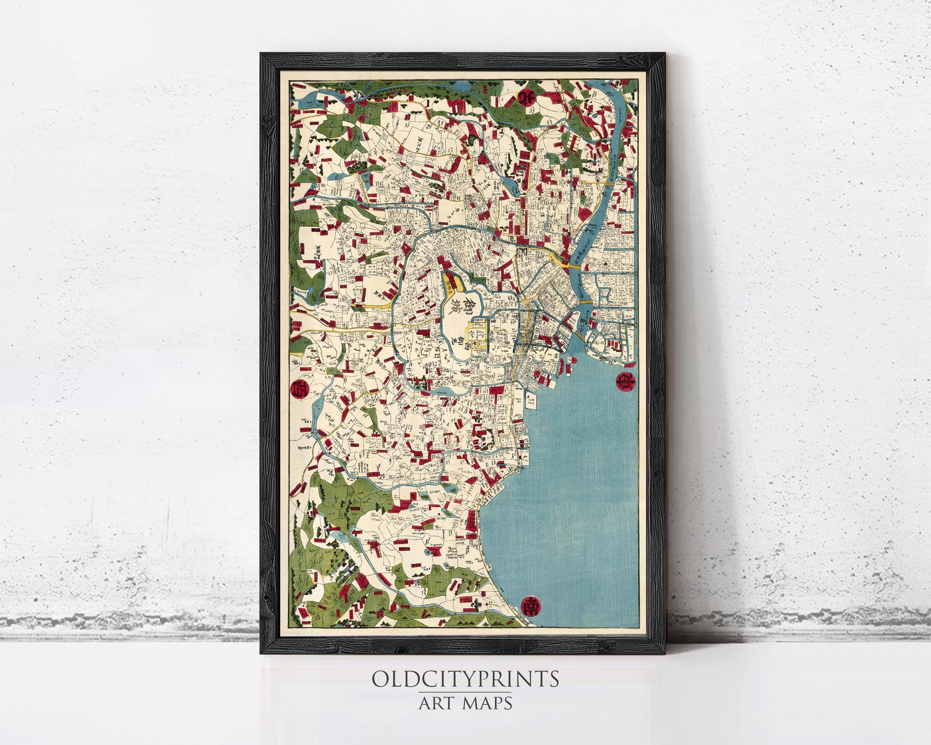 Old Map of Tokyo Japan 1854 Vintage Map Tokyo | Wall Map Print - Etsy