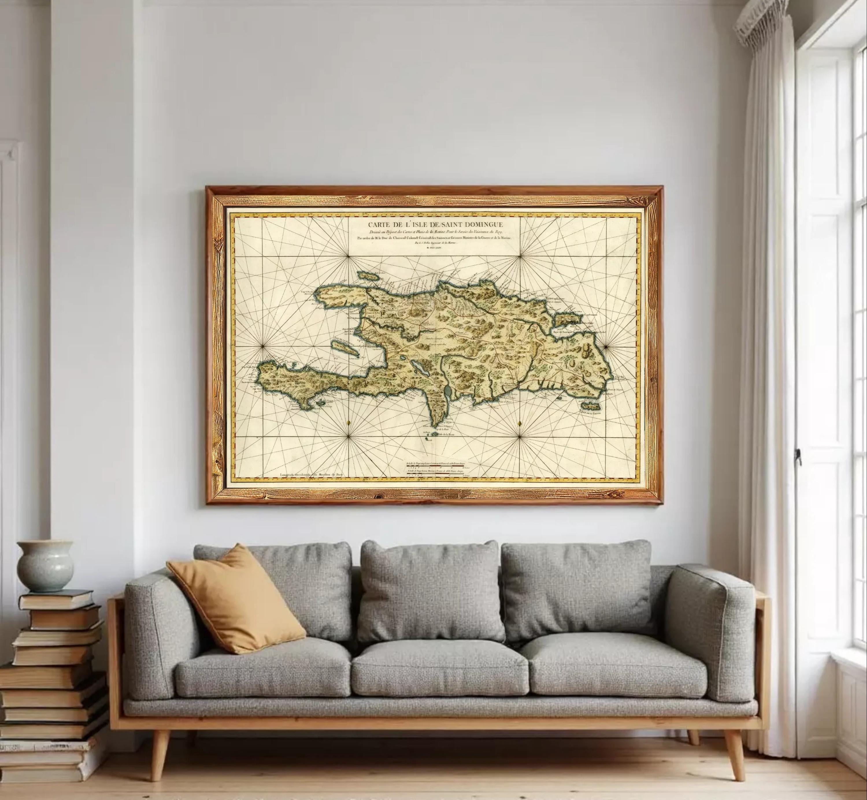 Vintage Map Hispaniola Island 1764 Haiti Dominican Republic Island ...