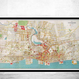 Old Map of Yonkers City 1893 Vintage Map  | Vintage Map Wall Art Print | Large Map Print | Home Decor Wall Art
