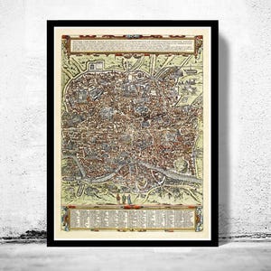 Old Map of Rome Italy 1580 Vintage Map of Rome | Vintage Map Wall Art Print | Large Map Print | Home Decor Wall Art