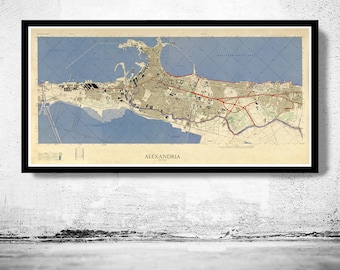 Alexandria Egypt Vintage Map Old Map  | Vintage Poster Wall Art Print | Wall Map Print | Old Map Print