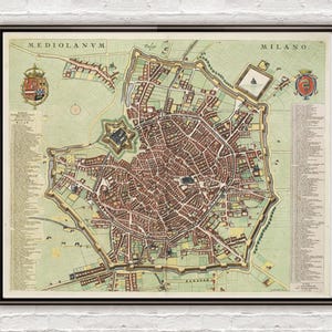 Old Map of Milan Milano, Italia 1700 Antique Vintage Map Italy engraving  | Vintage Map Wall Art Print | Large Map Print