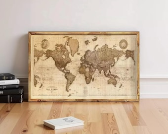 Magnificient World Map Vintage Atlas 1898 Mercator Projection  | Vintage World Map