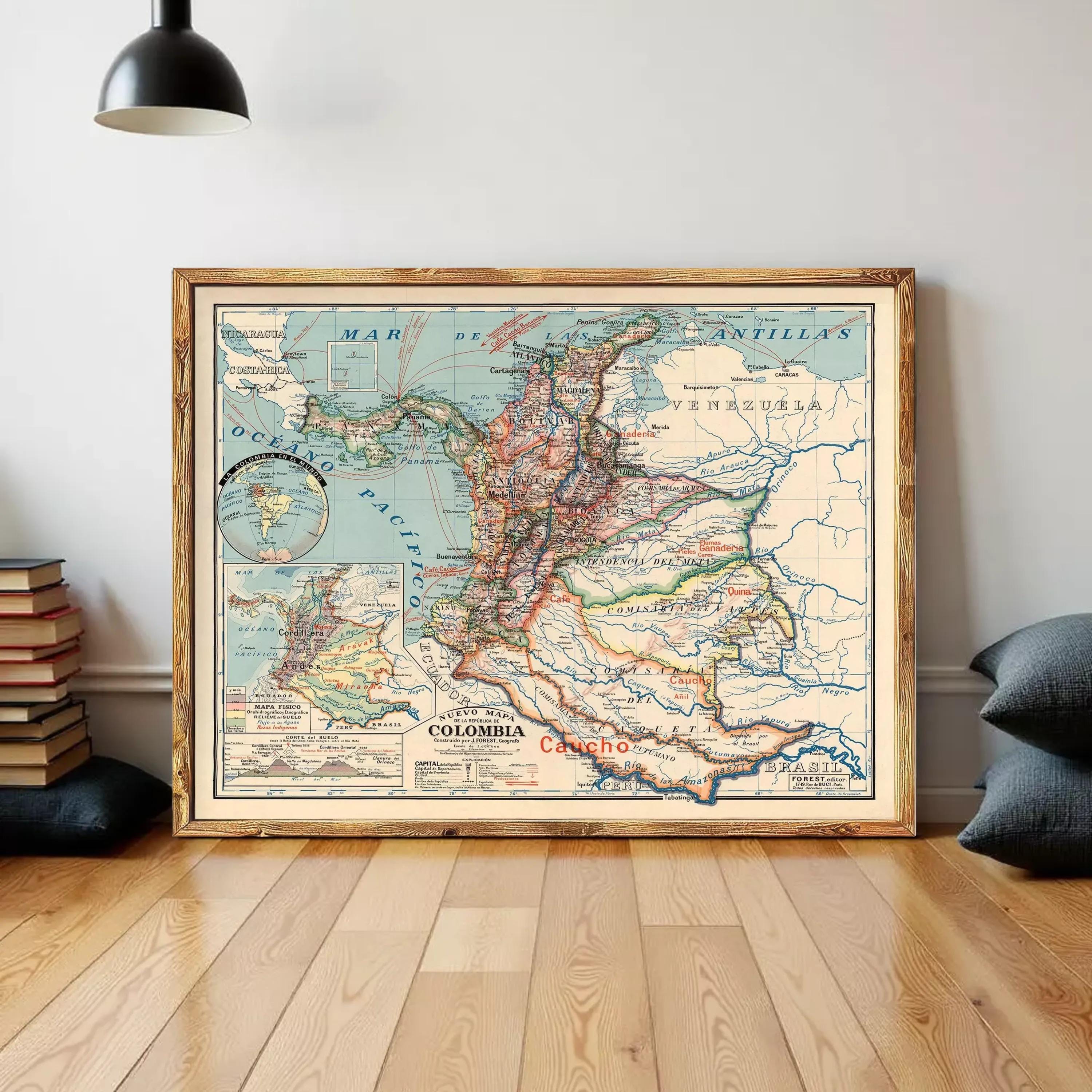 Old Map of Colombia 1920 Vintage Map | Wall Map Print - Etsy