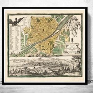 Old Map of Florence Firenze 1731 Vintage Map of Florence  | Vintage Map Wall Art Print | Large Map Print | Home Decor Wall Art
