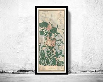 Old Map of Jakarta Batavia Indonesia 1866 Vintage Map | Vintage Poster Wall Art Print | Wall Map Print | Old Map Print