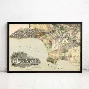 Old Map of Los Angeles 1898 Vintage Map | Vintage Map Wall Art Print | Large Map Print | Home Decor Wall Art