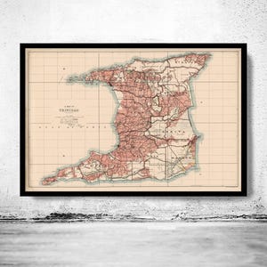 Beautiful Old Map of Trinidad Tobago 1918 Vintage Map | Vintage Map Wall Art Print | Large Map Print | Home Decor Wall Art