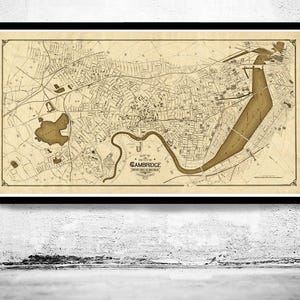 Old Map of Cambridge Massachusetts 1910 Vintage Map  | Vintage Map Wall Art Print | Large Map Print | Home Decor Wall Art