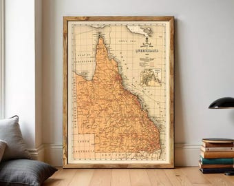 Old Map of Queensland Australia 1939 Vintage Map | Wall Map Print